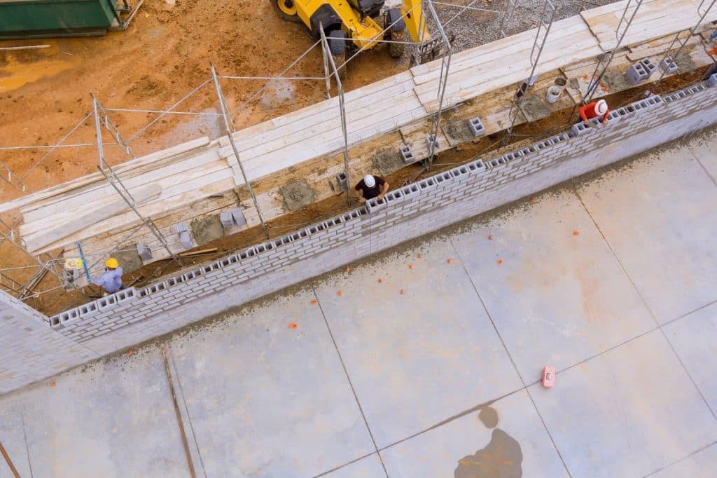 foundation of a concrete warehouse building projects