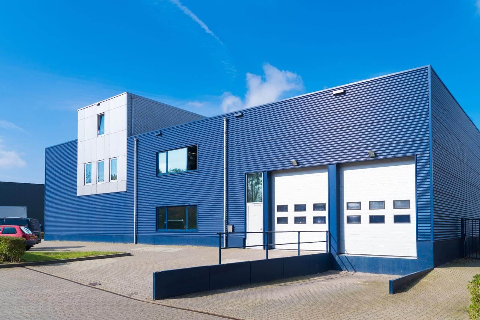 Blue metal building